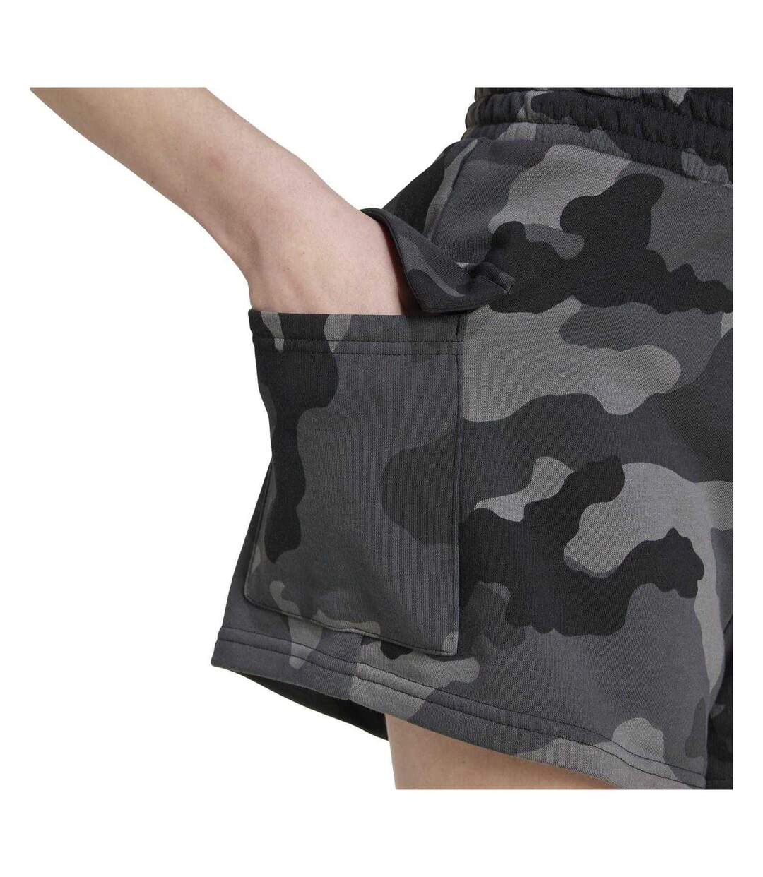 Womens/ladies Essentials Loose Fit Cargo Shorts Black Camo Adidas-4