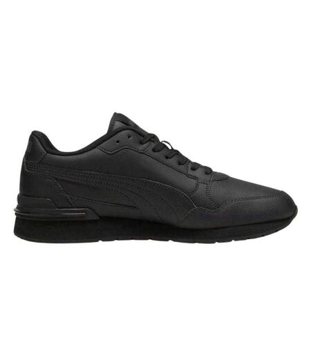 Mens St Runner V4 Leather Trainers Black Puma