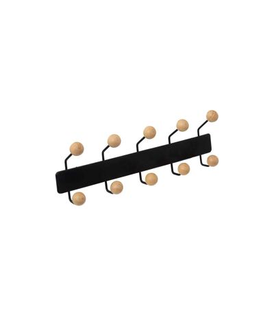 Patère Murale en Bois 10 Boules 44cm Noir