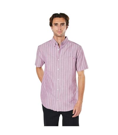 Mens wide stripe oxford short-sleeved shirt pink Maine