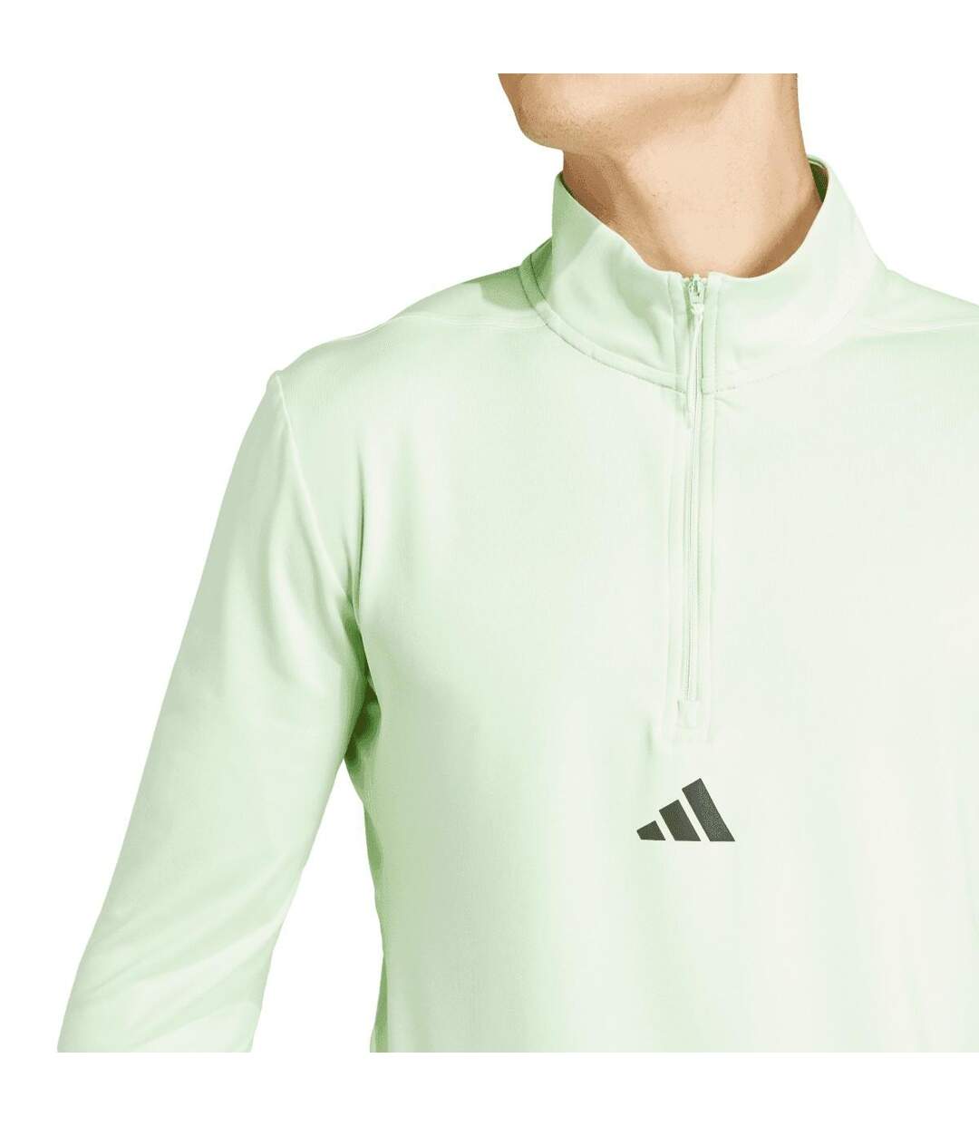 Mens Quarter Zip Workout Track Top Green Black Adidas-3