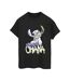Disney Womens/Ladies Lilo And Stitch Ohana Graffiti Cotton Boyfriend T-Shirt (Noir) - UTBI30298-1