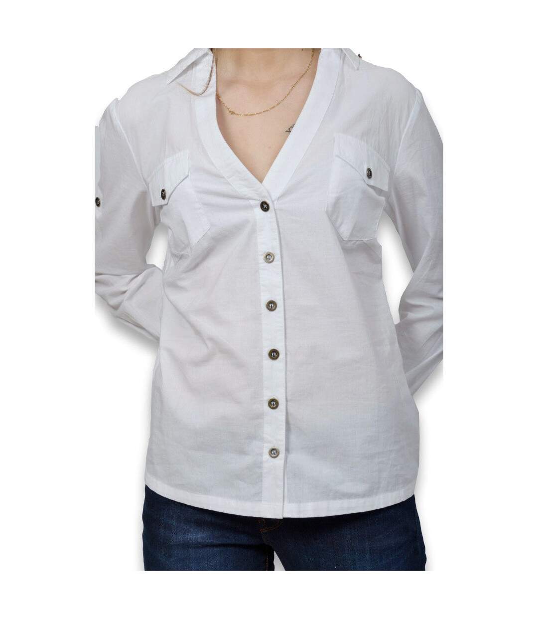 Chemise femme manches longues de couleur blanche-4