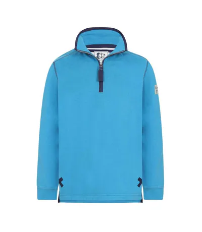 Womens/ladies Soft Touch Quarter Zip Sweatshirt Turquoise Lazy Jacks