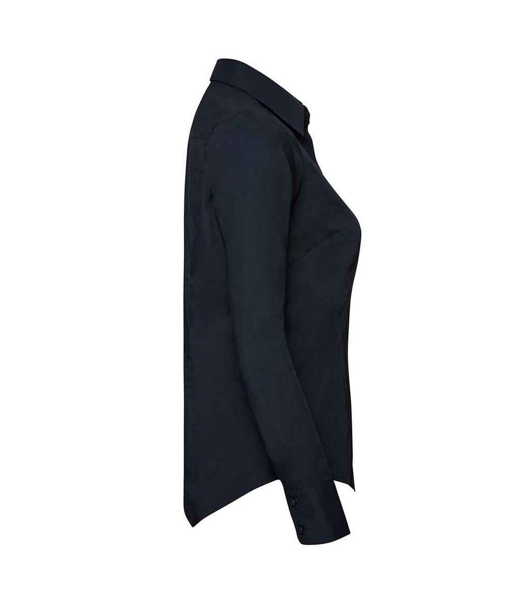 Womens/ladies Poplin Fitted Long-sleeved Formal Shirt French Navy Russell Collection-3