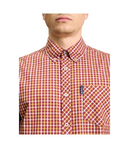 Mens Signature House Checked Short-sleeved Shirt Red Ben Sherman