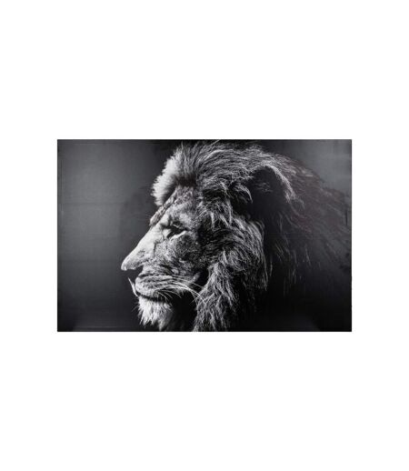Toile Imprimée Lion 78x118cm Noir & Blanc