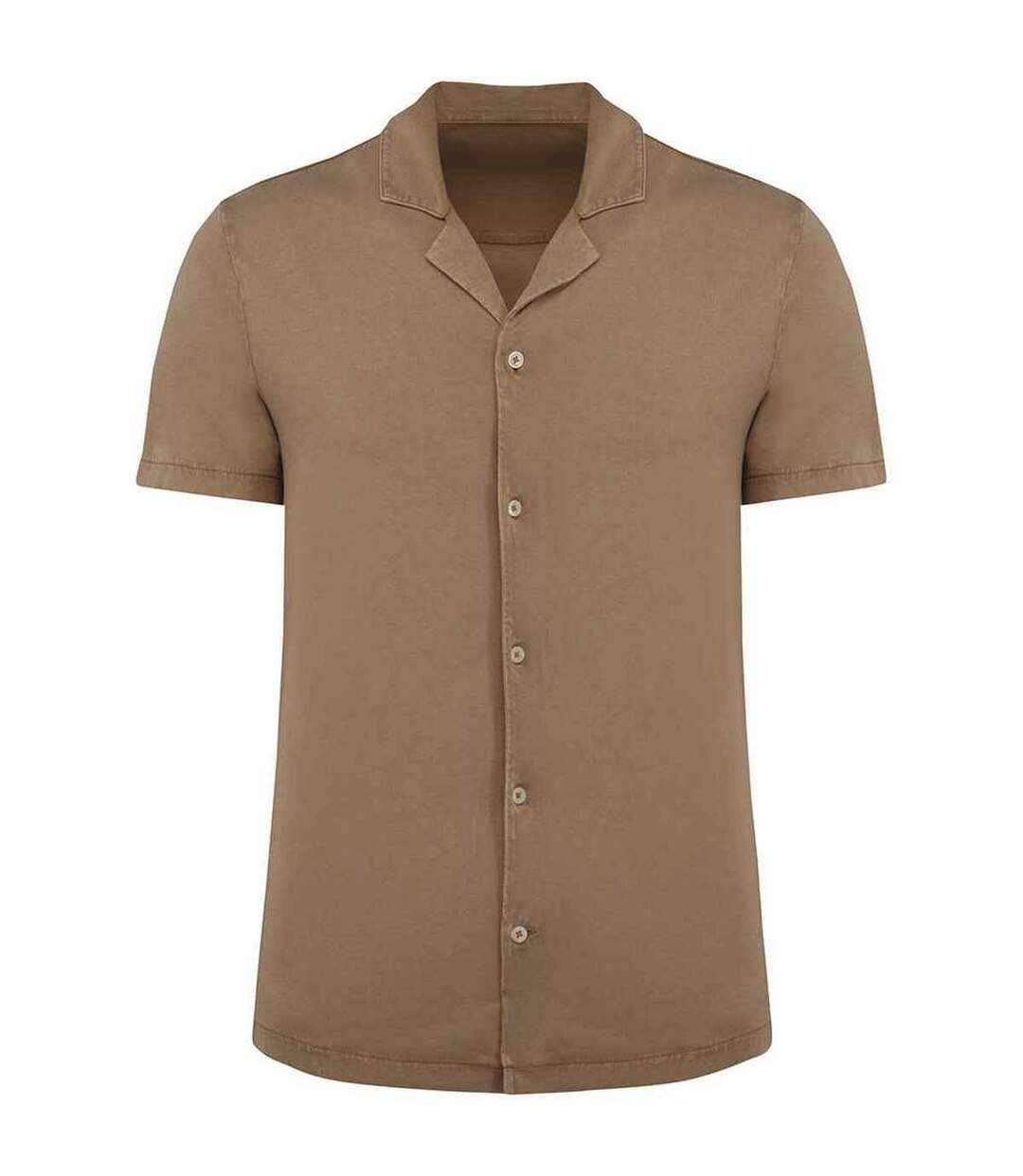 Mens jersey short-sleeved shirt washed cream coffee Spasso-1