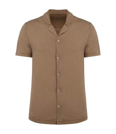 Mens jersey short-sleeved shirt washed cream coffee Spasso