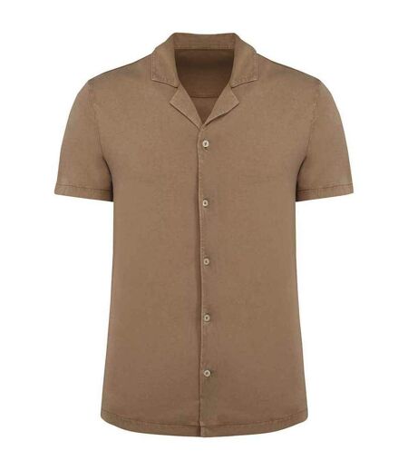 Mens jersey short-sleeved shirt washed cream coffee Spasso