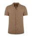 Mens jersey short-sleeved shirt washed cream coffee Spasso-1