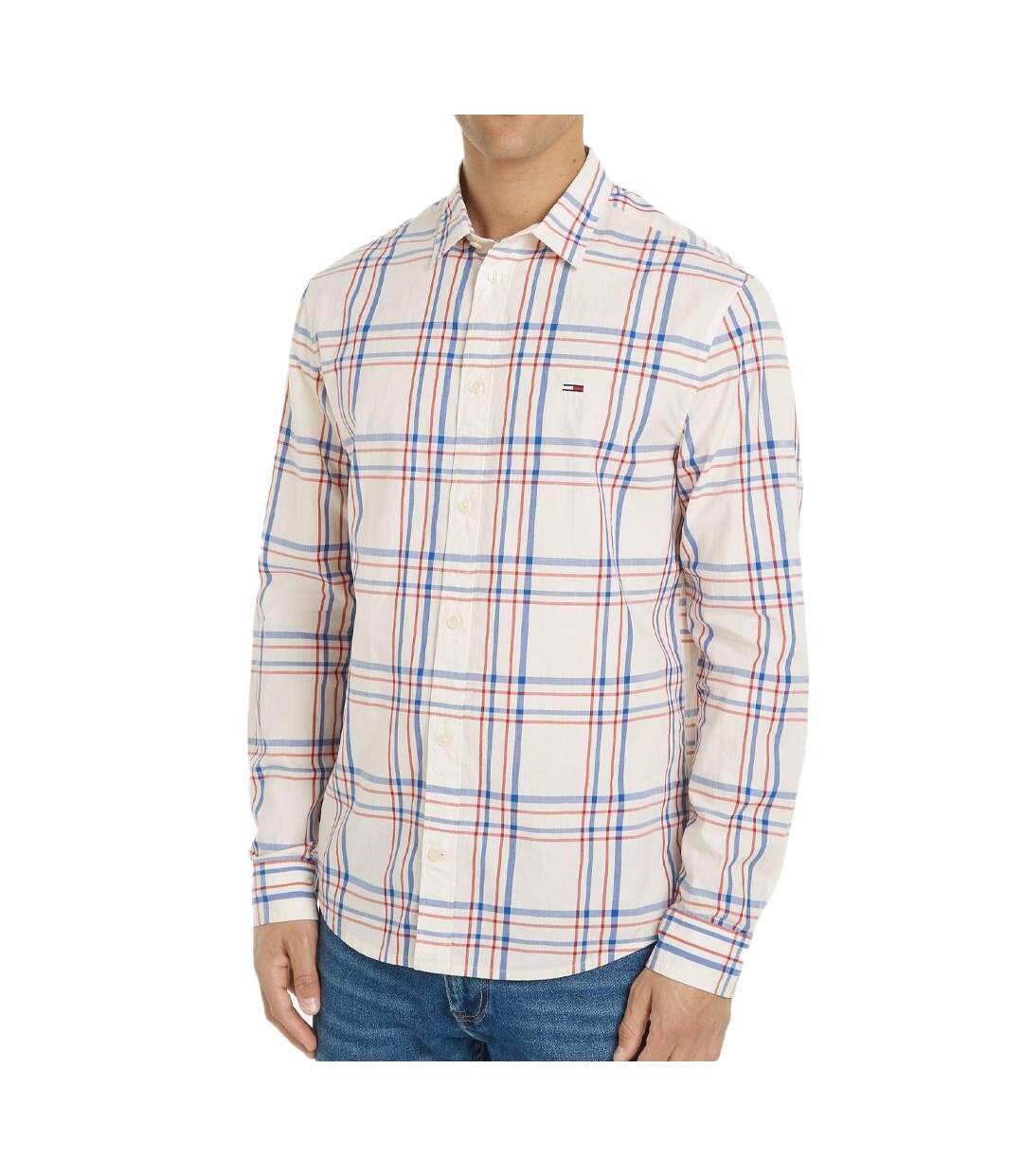 Chemise Manches Longues Écru Homme Tommy Hilfiger Poplin Check - M-1