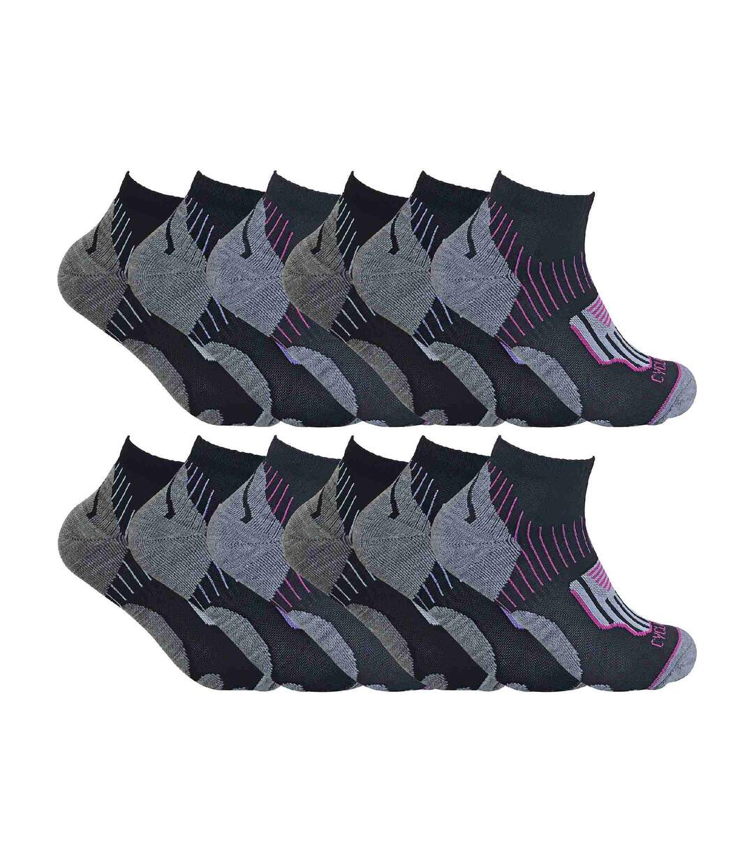 12 Pair Ladies Black Low Cut Cycling Socks Ideal for Running, Gym & Sport-1