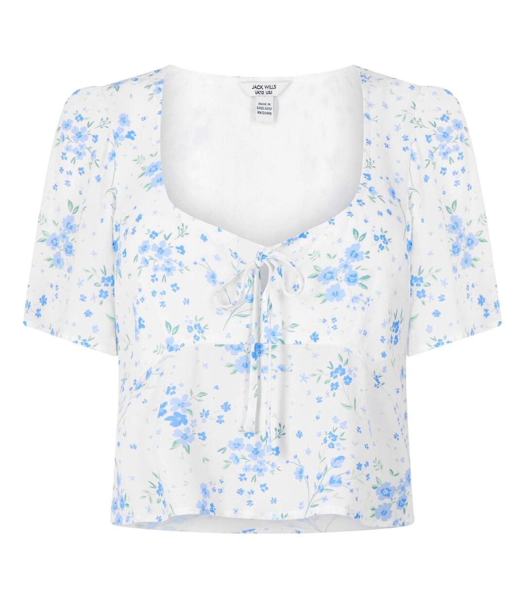 Womens/ladies Keyhole Regular Short-sleeved Blouse White Jack Wills-2
