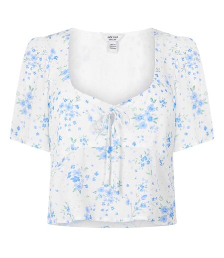 Womens/ladies Keyhole Regular Short-sleeved Blouse White Jack Wills