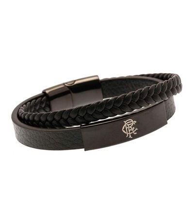 Rangers FC Leather Crest Bracelet (Black) (One Size) - UTBS4292