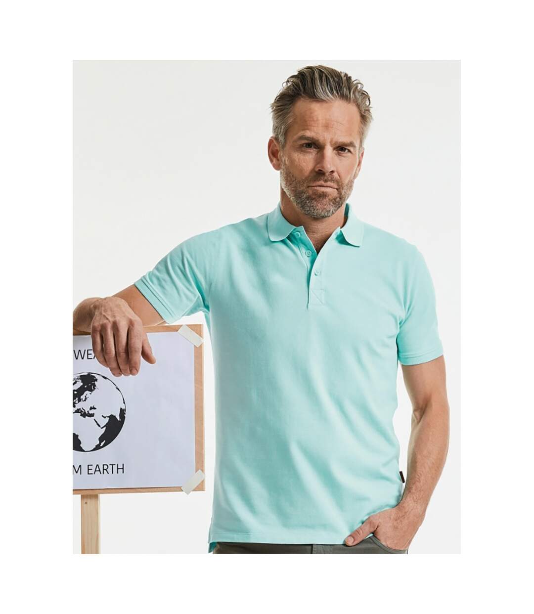 Russell Mens Pure Organic Polo (Aqua)