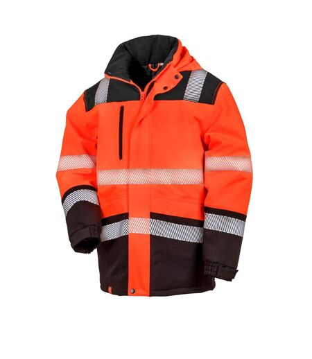 SAFE-GUARD by Result Unisex Adult Softshell Printable Coat (Fluorescent Orange/Black) - UTBC5600