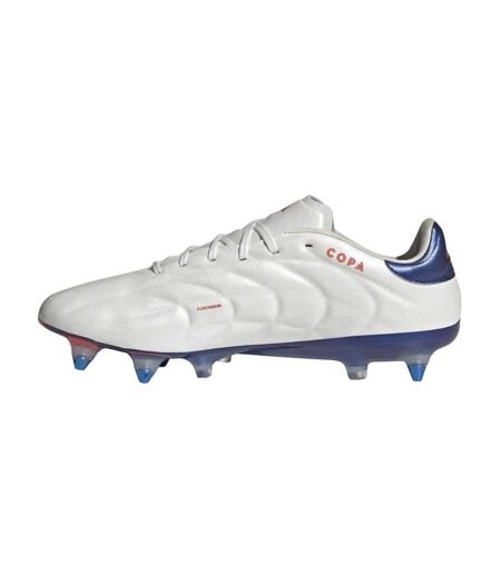 Mens Elite Leather Soft Ground Football Boots White Blue Adidas
