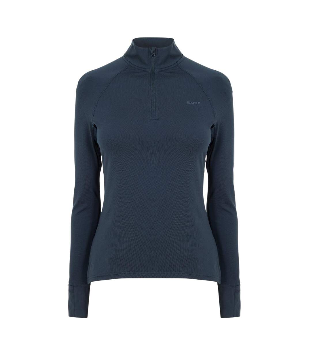 Womens/ladies Plain Long-sleeved Base Layer Top Navy USA-2