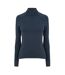 Womens/ladies Plain Long-sleeved Base Layer Top Navy USA-2
