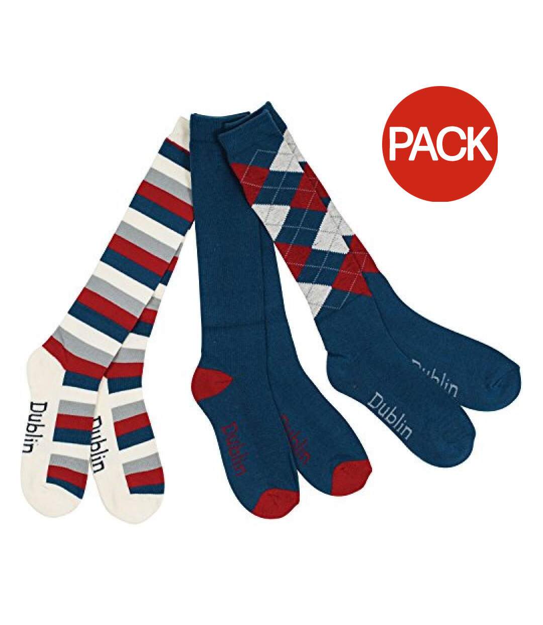 Pack Of 3  Unisex Socks  Navy Red White Dublin-1