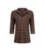 Womens/ladies rhianna striped natural cotton shirt chocolate Weird Fish