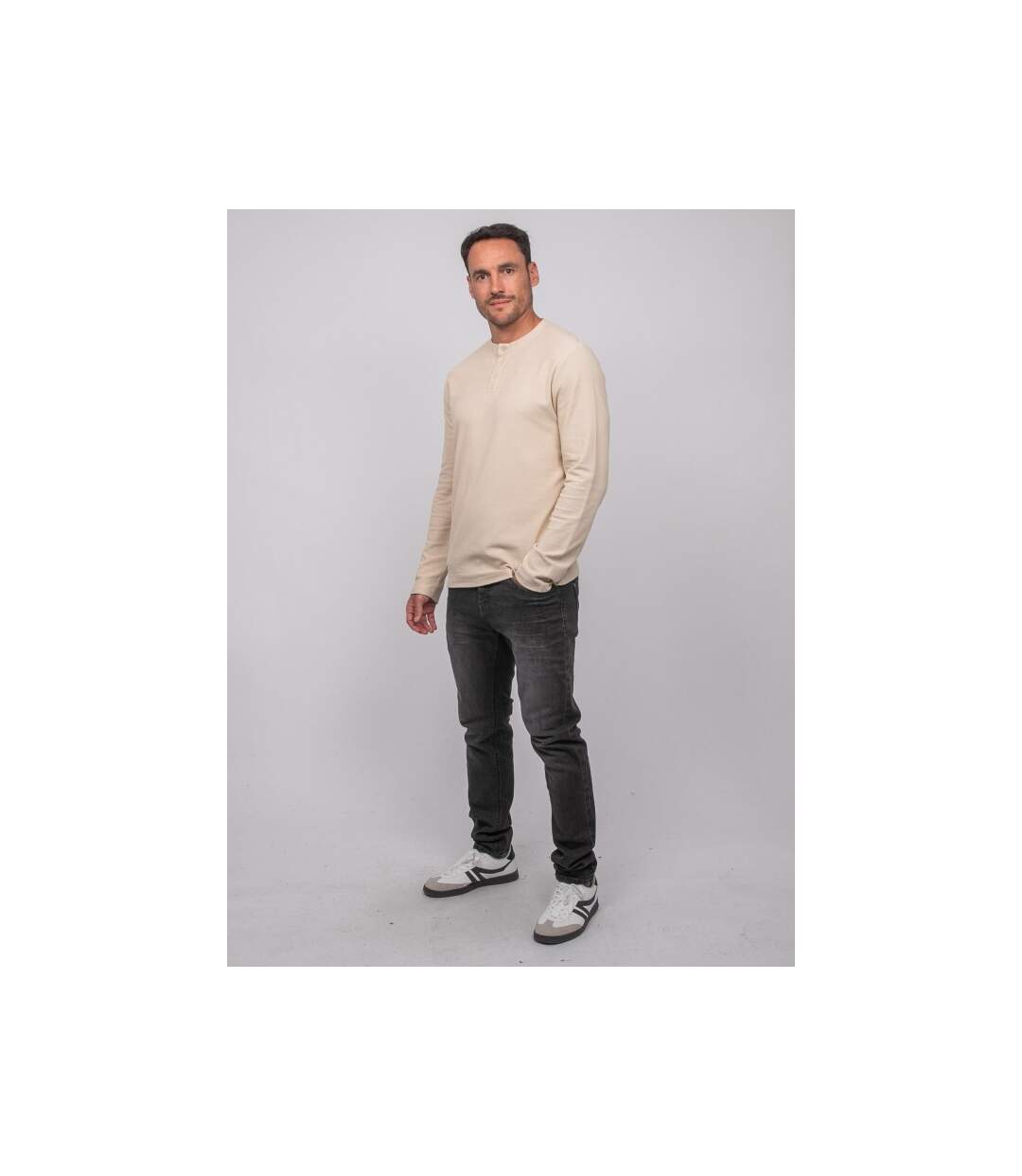 T shirt manches longues col tunisien coton JOMINOL-4