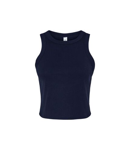 Womens/ladies micro-rib racer tank top solid navy Bella + Canvas