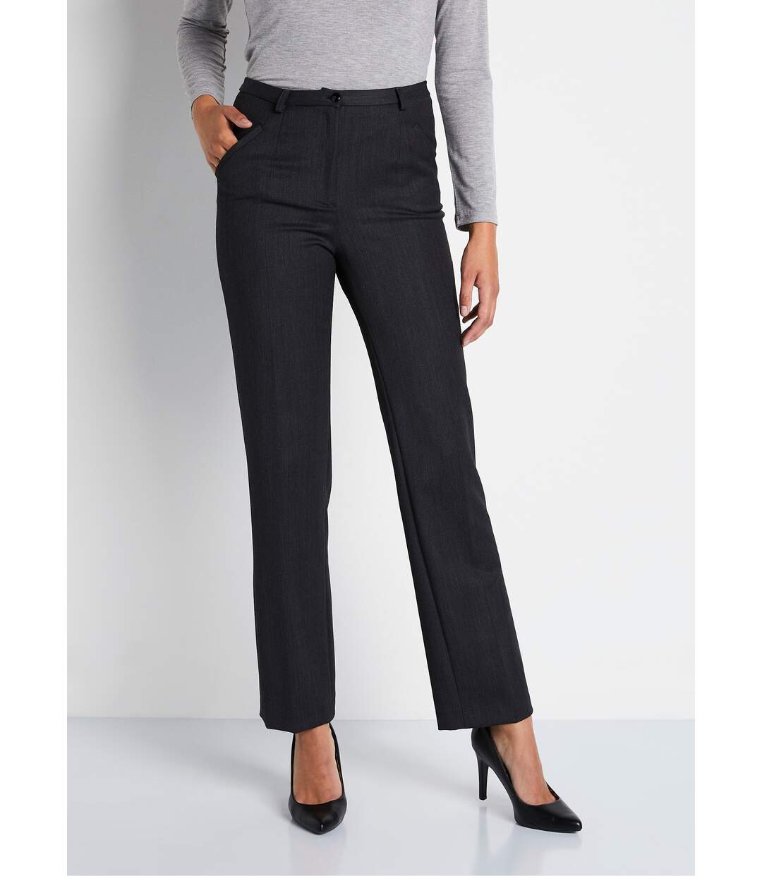 Pantalon taille semi-élastiquée droit-1