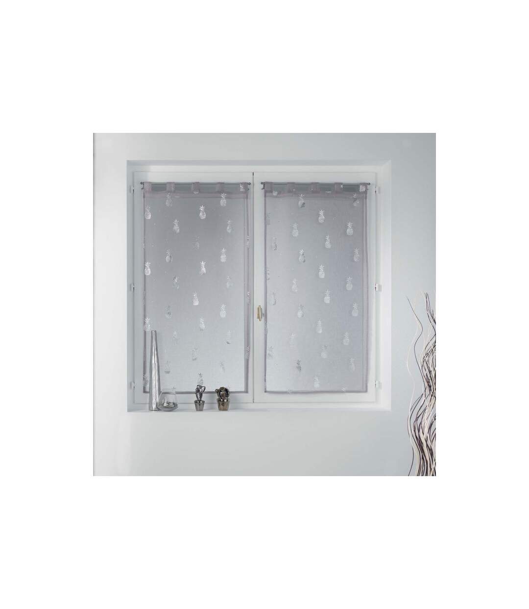 Paire de Voilages Samba 60x90cm Gris & Argent-1