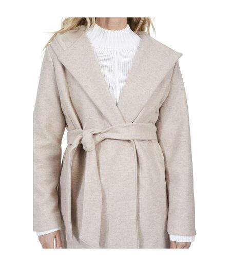 Womens/ladies Bari Belt Long Hooded Jacket Oat Marl Brave Soul