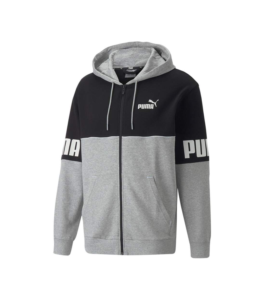 Sweat Zippé Gris/Noir Homme Puma Power Colorblock - S