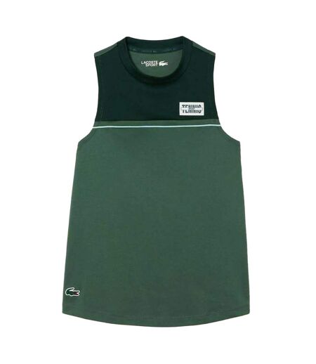 Womens/ladies Contrast Cotton Stretch Sport Tank Top Green Lacoste