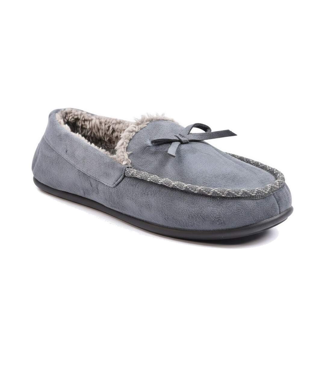 OZABI Chaussons Femme Fermés, Suédine Unie, Nœud, Intérieur Fourré-1