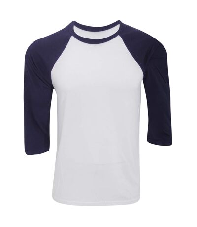 Canvas - T-shirt de baseball à manches 3/4 - Homme (Blanc/bleu marine) - UTBC1332