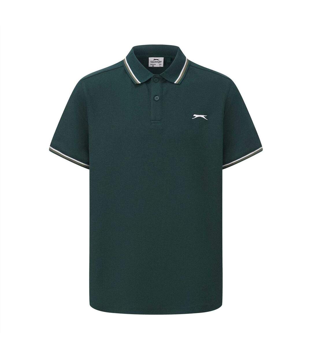 Polo Motif/style Rayure Contrastée Sur Bord Homme Vert Clair Slazenger-1