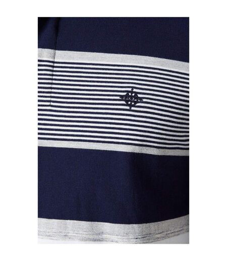 Mens placement stripe oxford rugby shirt navy Maine