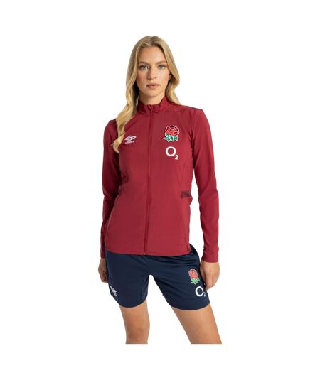 Umbro Womens/Ladies 23/24 England Rugby Presentation Track Jacket (Tibetan Red/Zinfandel) - UTUO1494