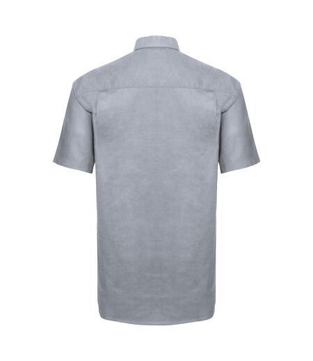 Russell Collection Mens Short Sleeve Easy Care Oxford Shirt (Silver Gray)