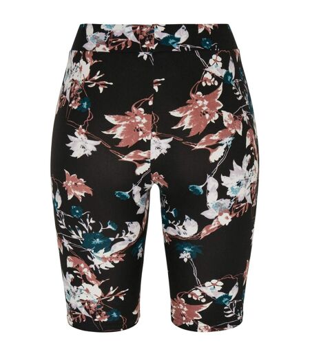 Womens/ladies Soft Flowers Cycling Shorts Black Urban Classics