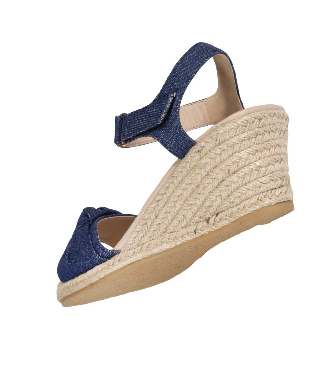 Isotoner Espadrilles femme à talon 6 cm et bout ouvert détail nœud