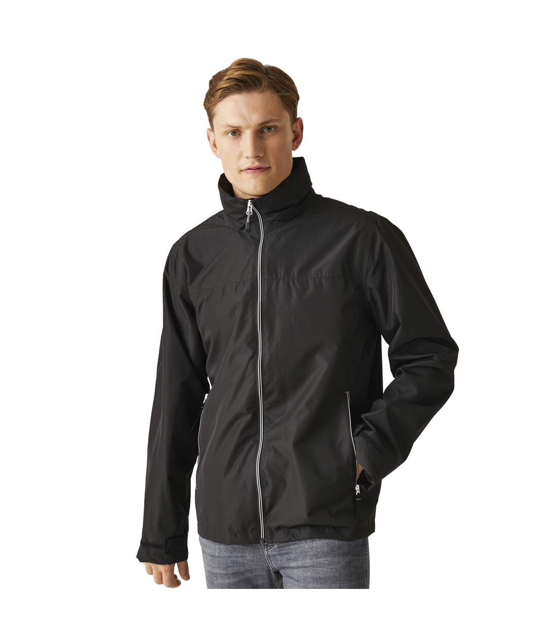 Mens Waterproof Soft Shell Jacket Black Mineral Grey Regatta Professional-1