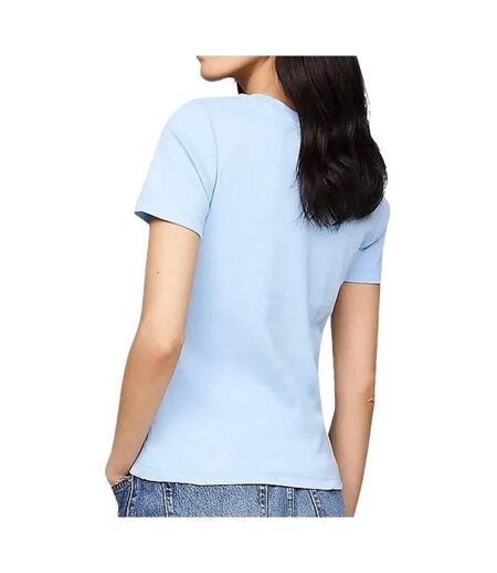 T-shirt bleu femme tommy hilfiger slim cody c-nk ss - l