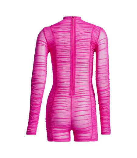Womens/ladies Ivy Park Mesh Fitted Long-sleeved Romper Pink Adidas