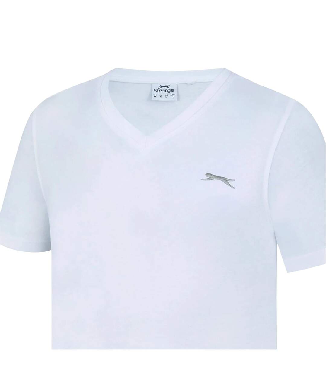 Mens Embroidered Logo Cotton T-shirt White Slazenger-2