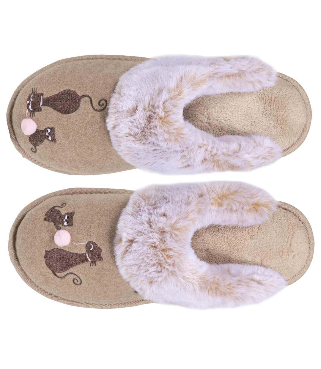 Isotoner Chaussons mules femme chat fantaisie