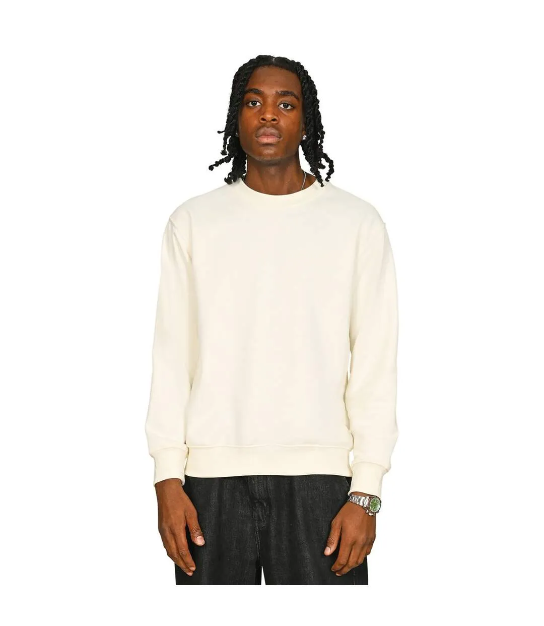 Mens Core Combed Cotton Regular Sweatshirt Ecru Casual Classics-2
