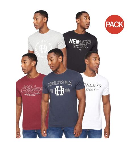 Pack of 5  Mens varick t-shirt  multicoloured Henleys