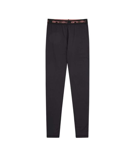 Womens/ladies Piste Base Layer Leggings Jet Black Animal